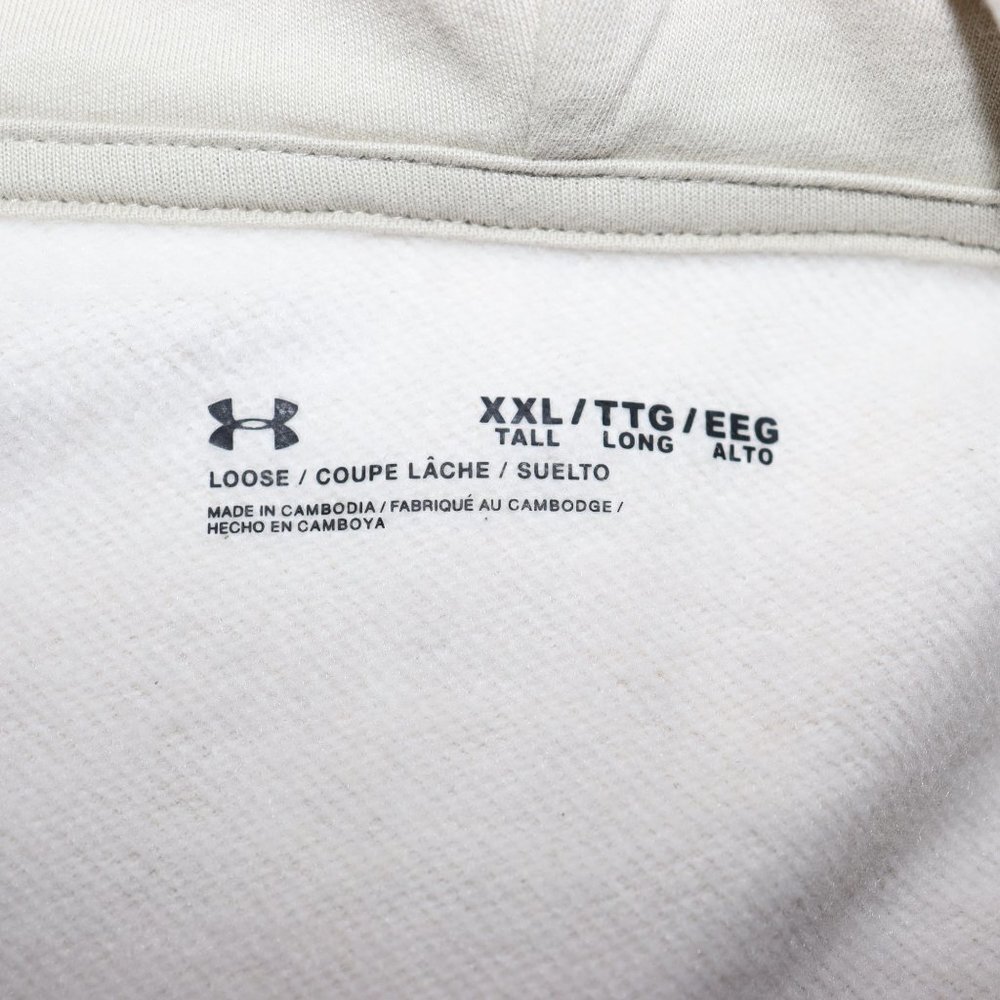 Under Armour Hoodie Size XXLT Khaki Hooded Sweatshirt Logo Kangaroo Pocket - Picture 6 of 6